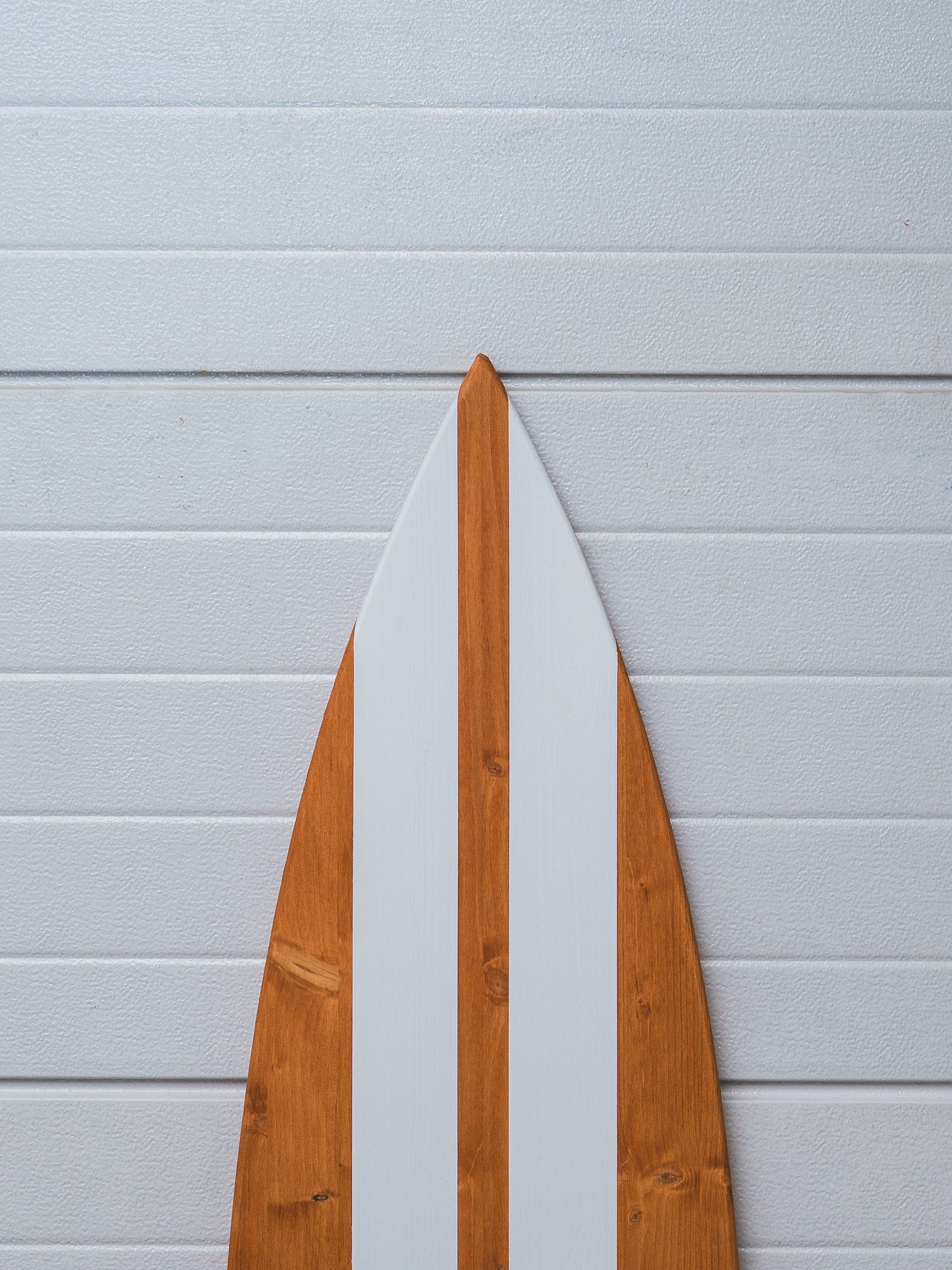Handcrafted Wooden Surfboard – Double Stripe in White