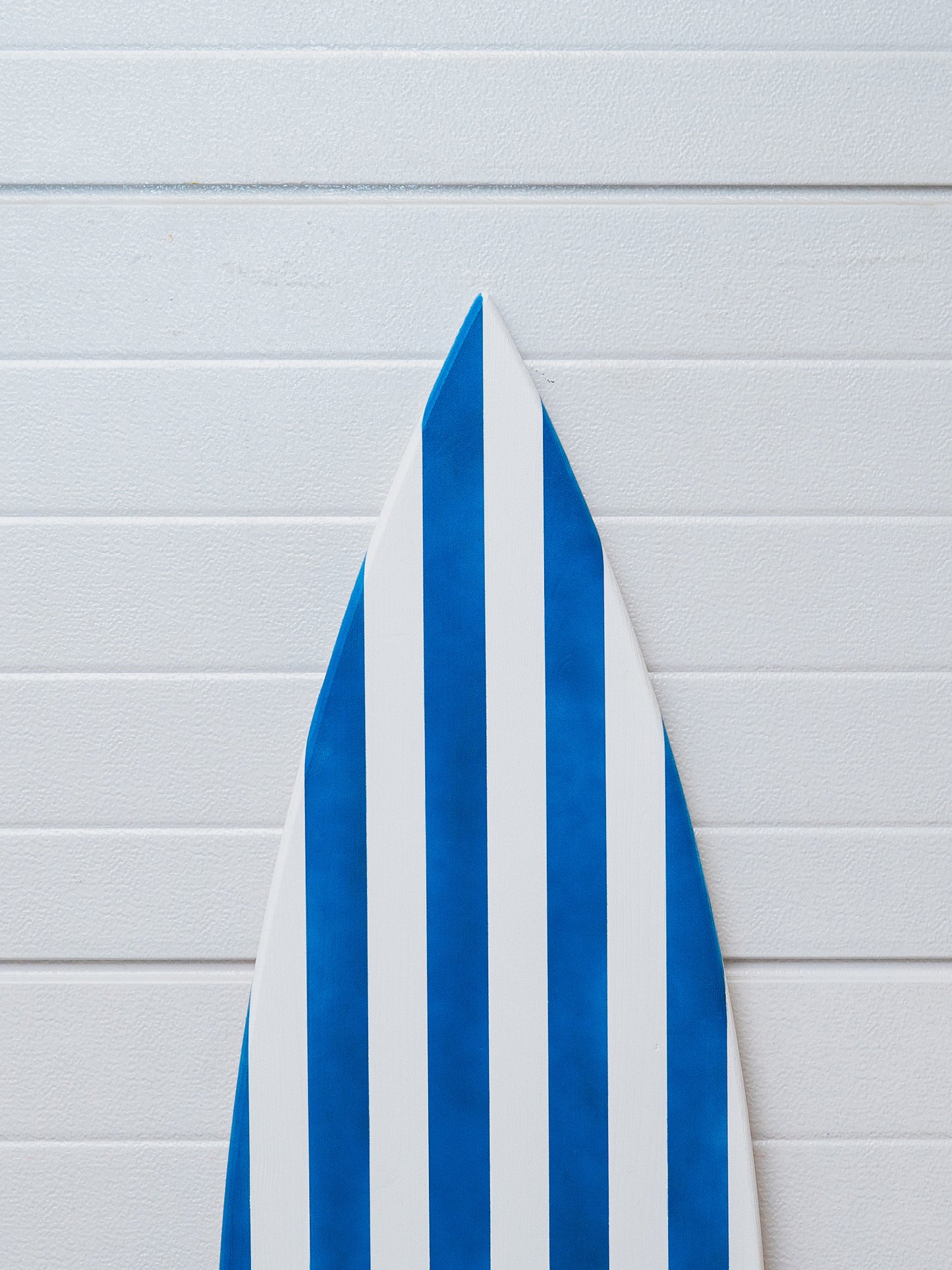 Handcrafted Wooden Surfboard – Striped In Blue