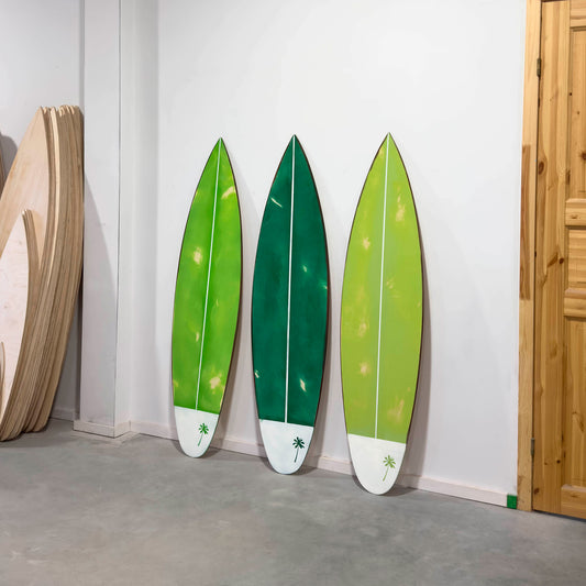 Vintage Decorative Surfboards in Green Shades