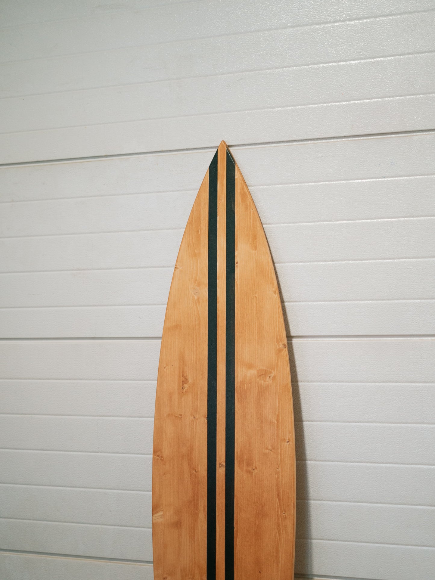 Handcrafted Wooden Surfboard – Double Stripe in Black