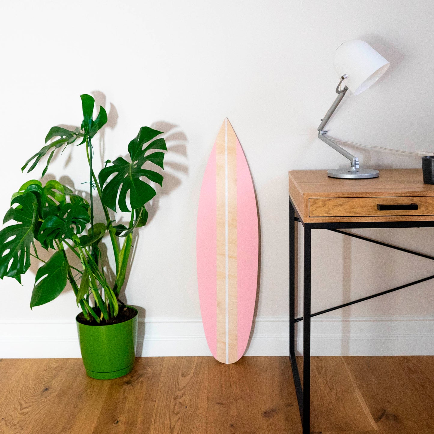 baby pink surfboard interior wall art