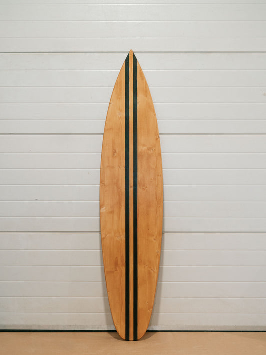 Handcrafted Wooden Surfboard – Double Stripe in Black