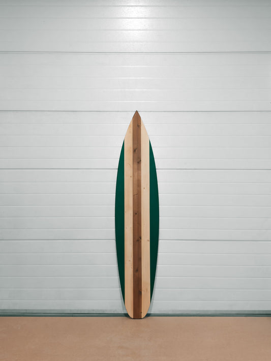 Green vintage wooden decorative surfboard wall art