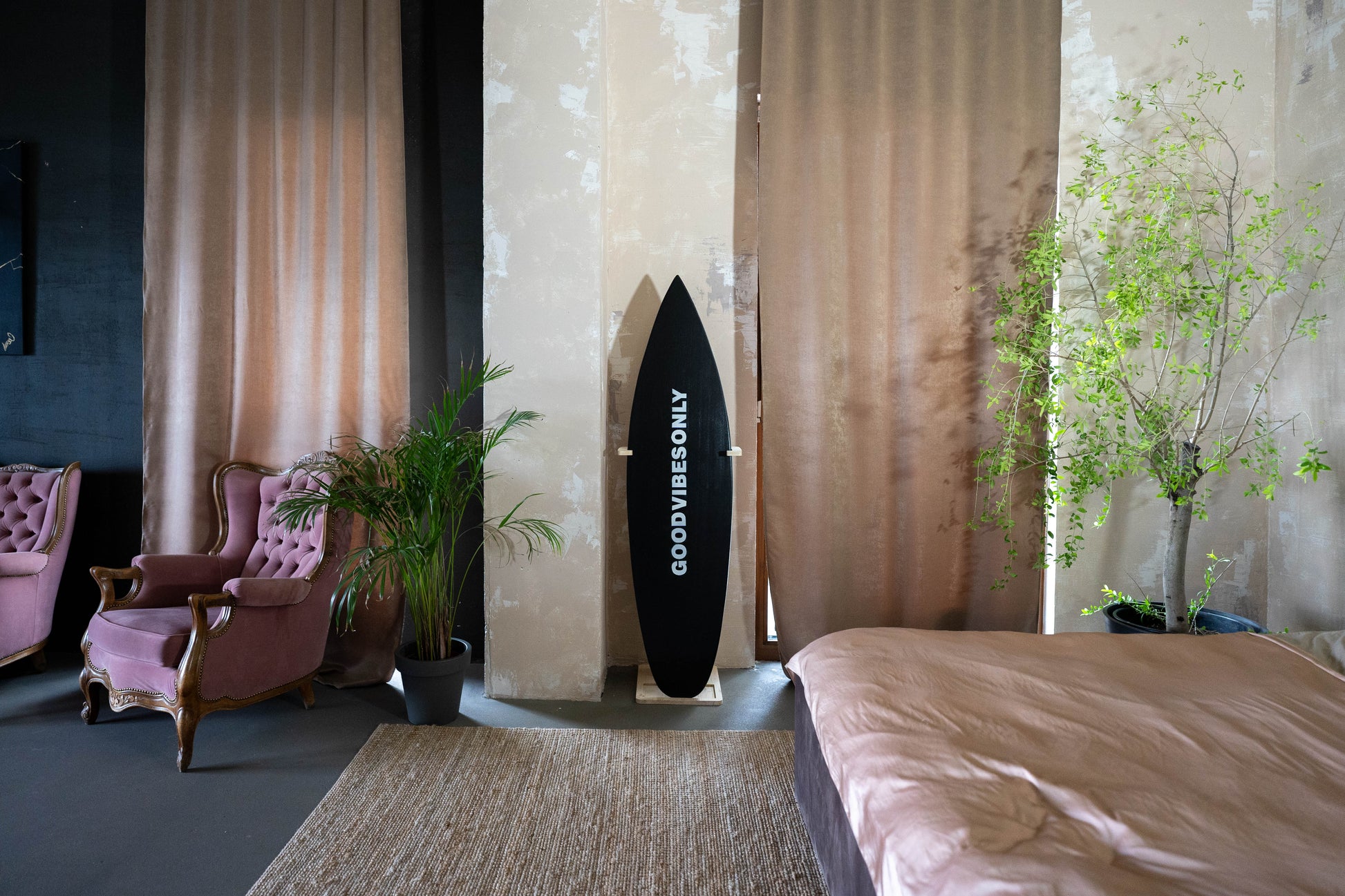 coastal room boho style surfboard wall art