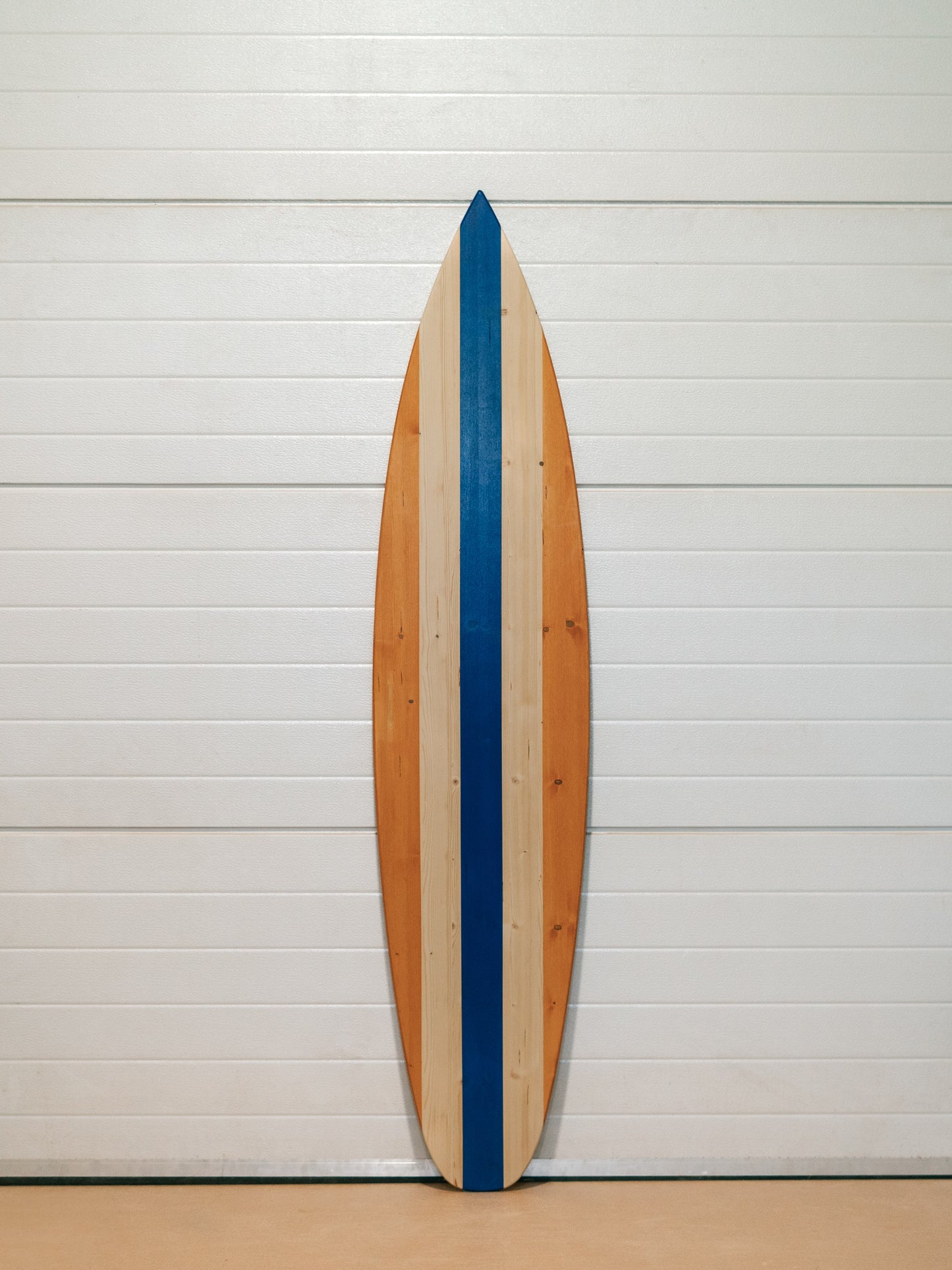 Rustic handmade wooden surfboard decor — FSC pine, vintage finish, stylish coastal wall piece for beach house or gift.