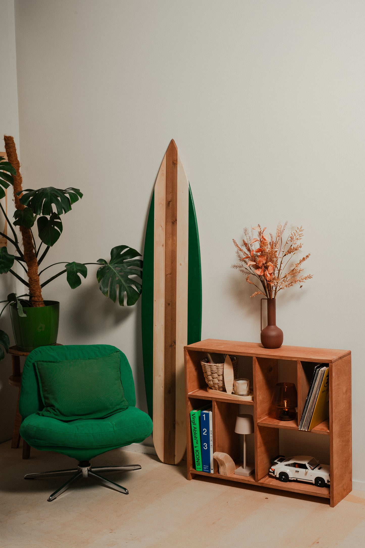 mid century modern surfboard wall art decor