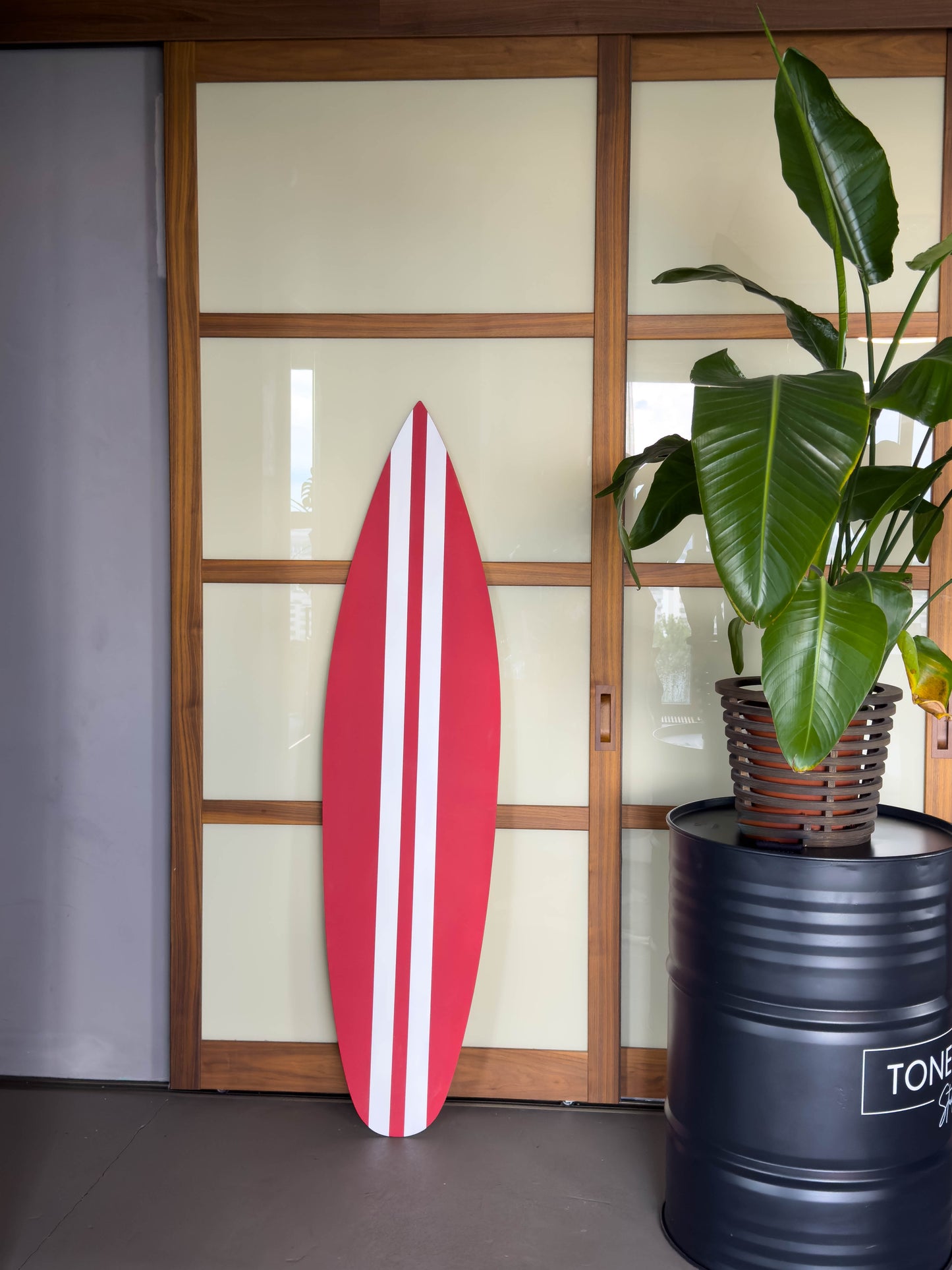 Wooden Red decorative surfboard wall art