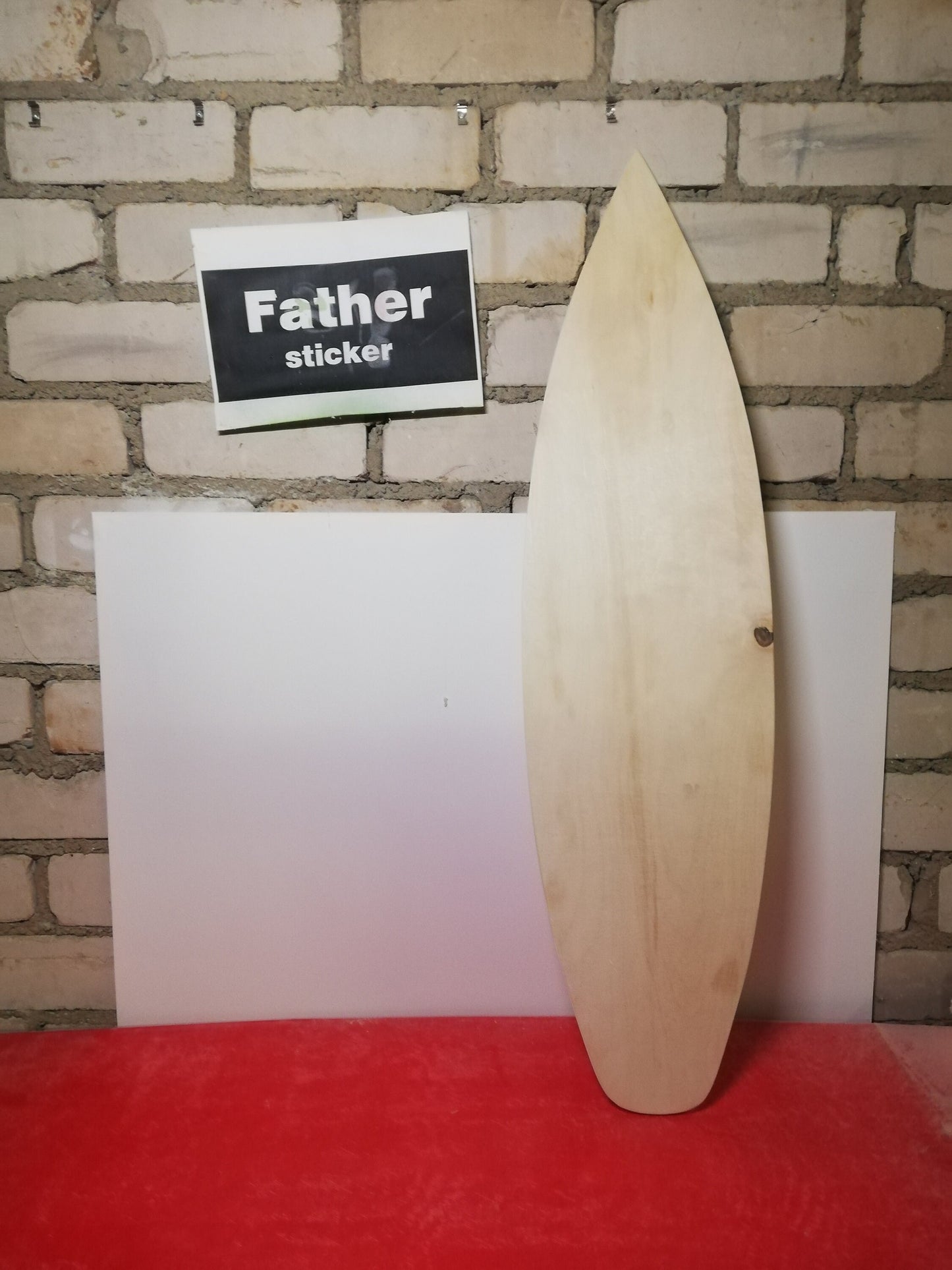 Blank wooden canvas surfboard, ready for your artistic touch