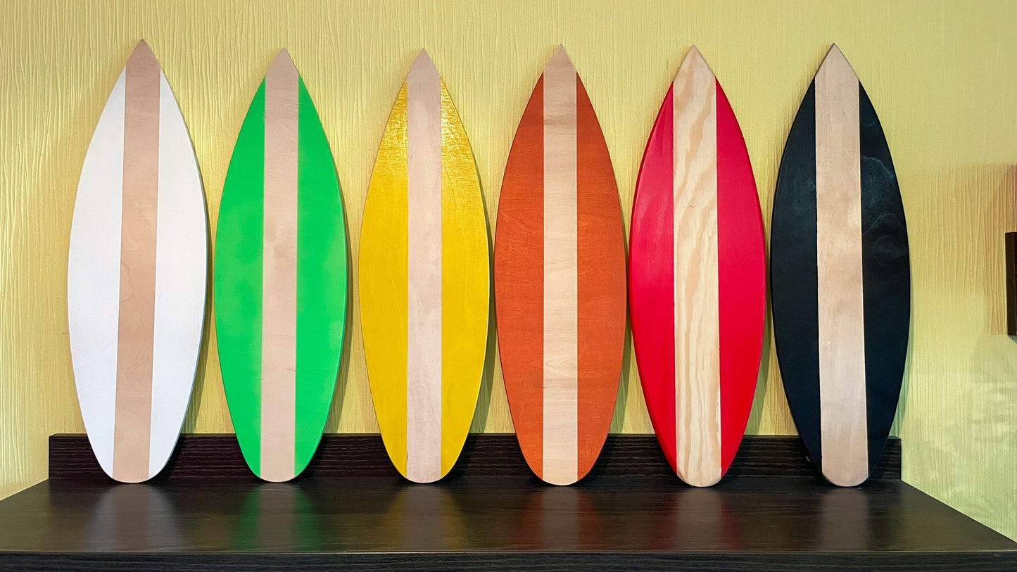 Small wonders: Mini wooden surfboards for a nautical touch