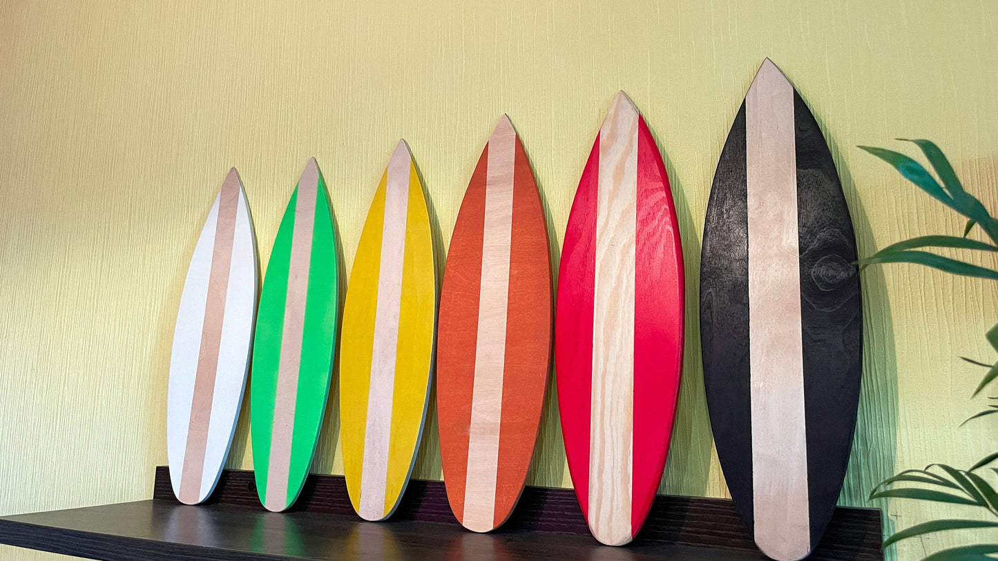 Adorable and beachy: Mini wooden surfboards for your home