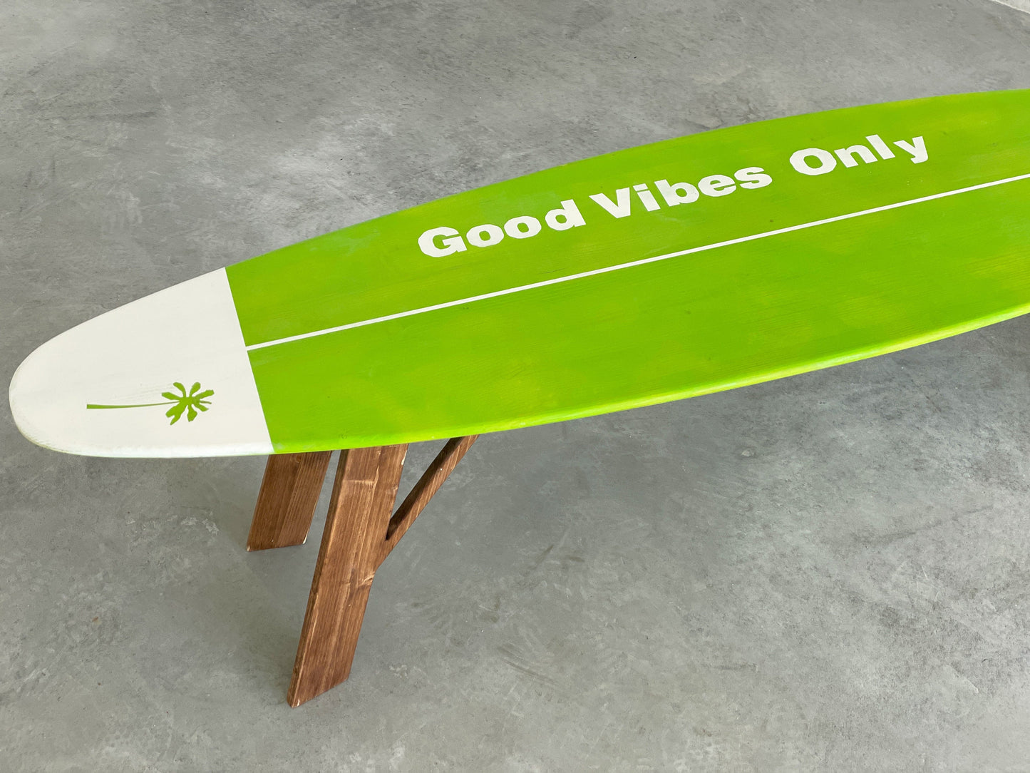 Green Surfboard-Shaped Coffee Table for vibrant living space