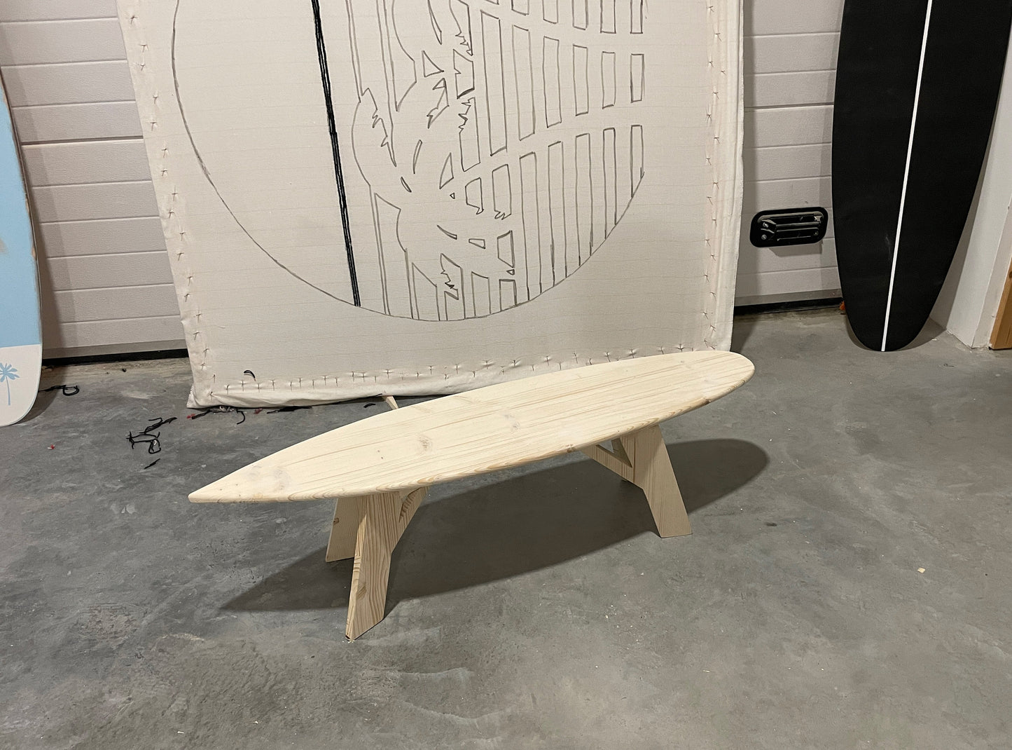 Table basse de planche de surf | Meubles en forme de surf de plage pour la vie côtière