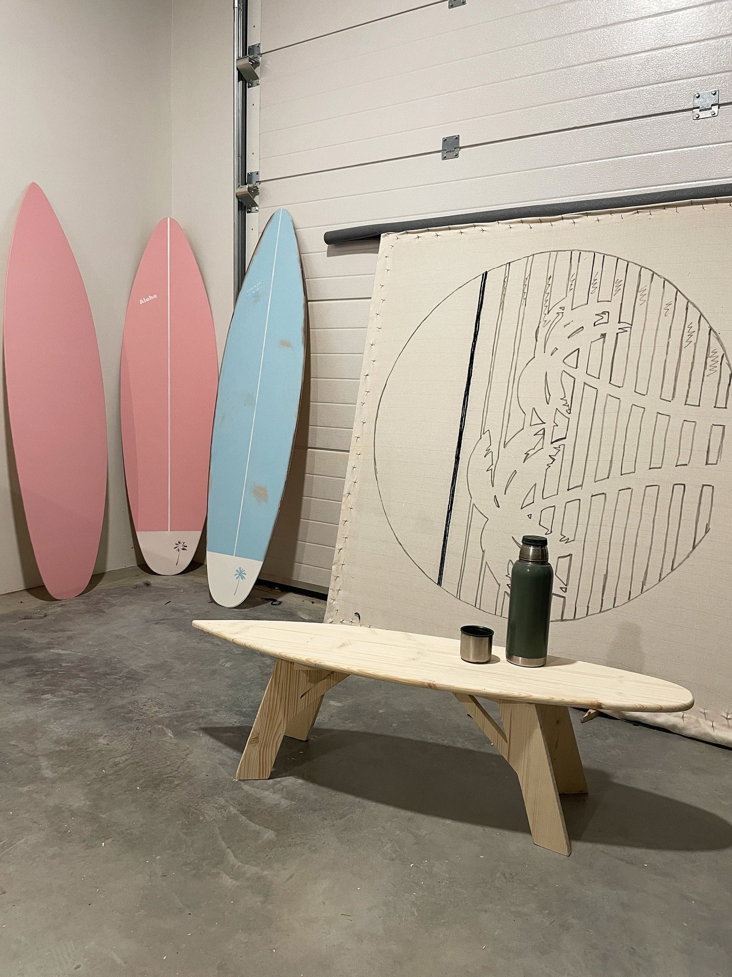 Table basse de planche de surf | Meubles en forme de surf de plage pour la vie côtière