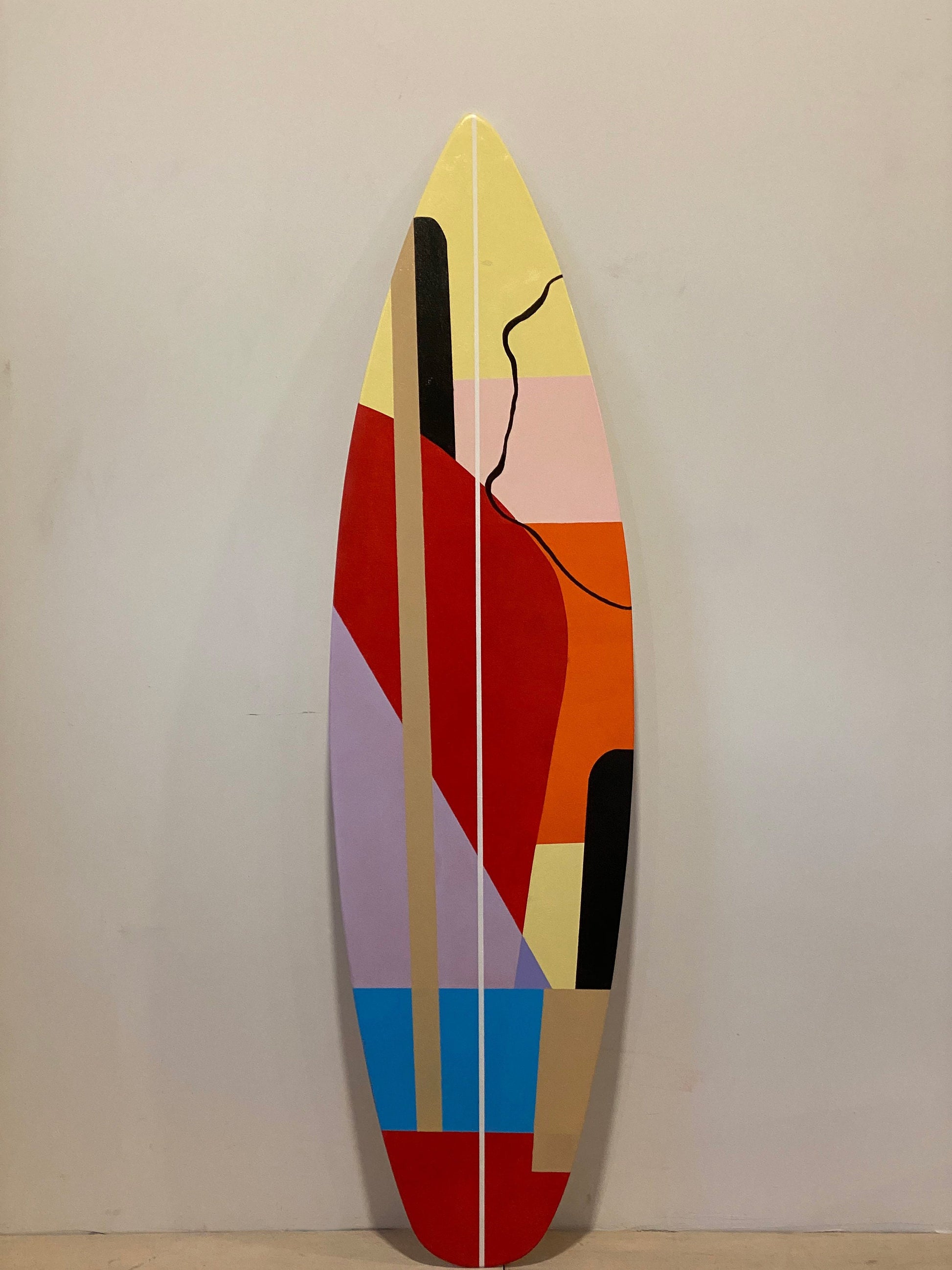 Crafted creativity: Abstract wooden surfboards set for unique decor accents