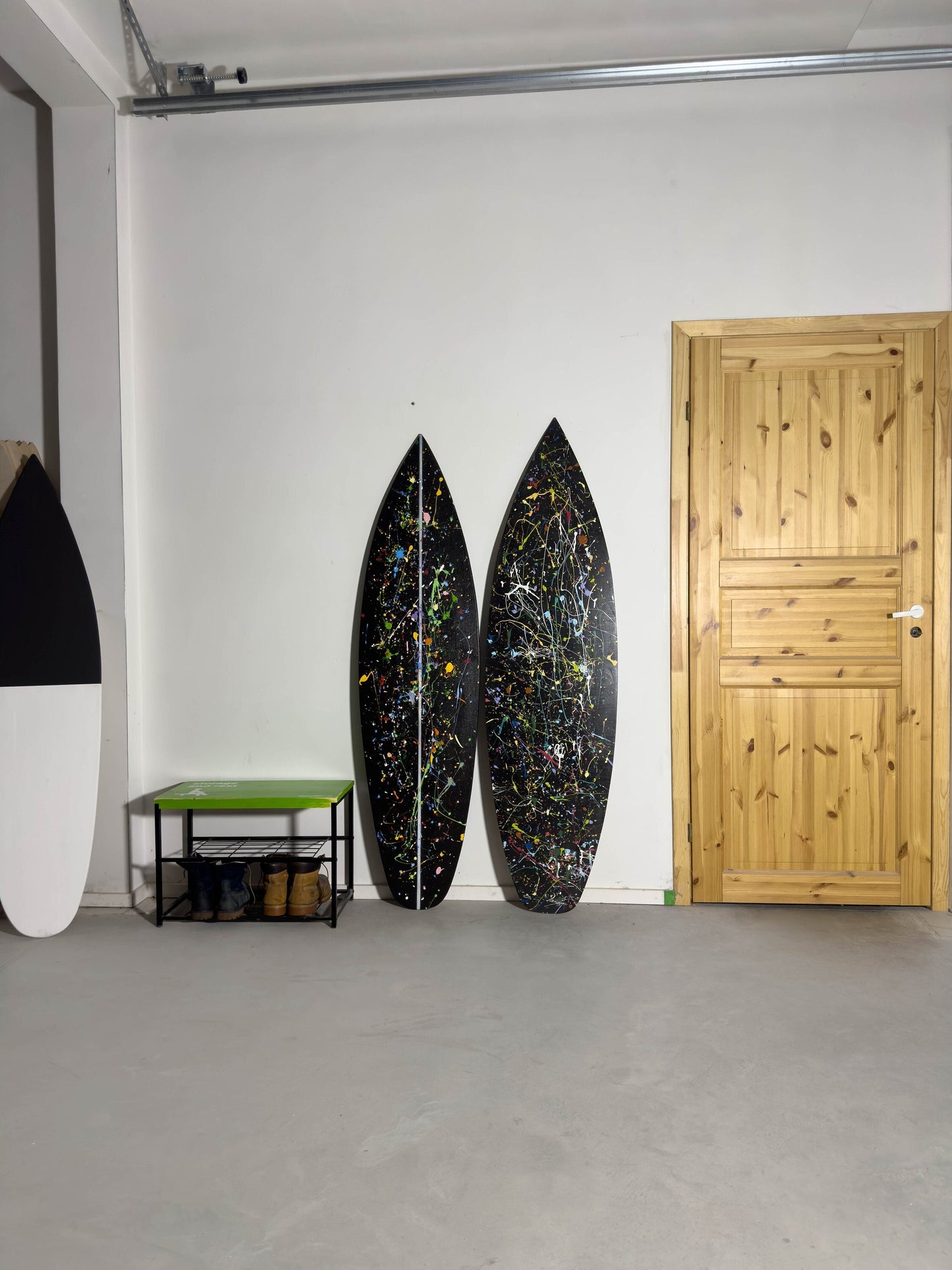 Jackson Pollock Style Wooden Surfboard Decor Wall Art